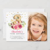 Balloon à huile photo Invitation troisième anniver (Devant)