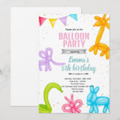Balloon Animals party invitation (Devant / Derrière)
