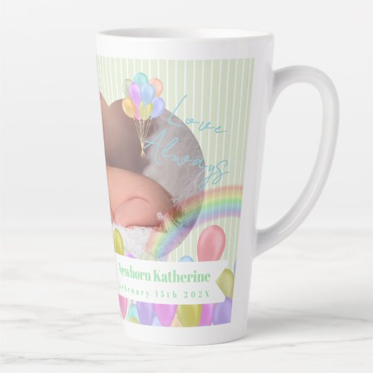 Balloon Arc-en-ciel Cloud Photo Vert Latte Mug (Droite)