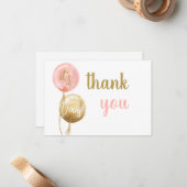 Balloon baby shower Fille jumeaux merci carte de n (Devant/Arrière en situation)