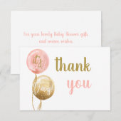 Balloon baby shower Fille jumeaux merci carte de n (Devant / Derrière)