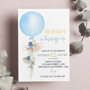 Balloon Boy Premier anniversaire Invitation Boho F