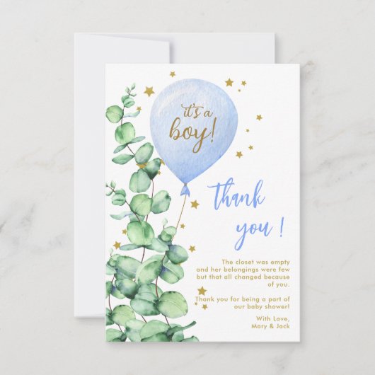 Balloon C'est un garçon Baby shower Merci (Devant)