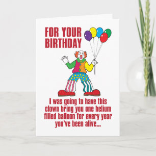 Balloon Clown carte d'anniversaire humoristique