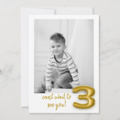 Balloon d'or Invitation photo troisième anniversai (Dos)