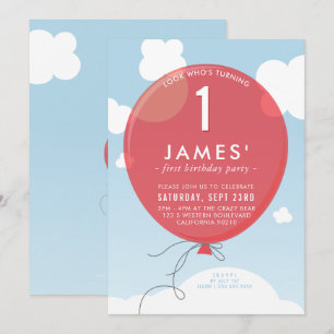 BALLOON fête de premier anniversaire invitation bl