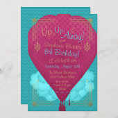 Balloon Hot Air Girls Invitation de fête d'anniver (Devant / Derrière)