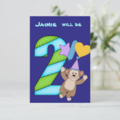 Balloon Monkey 2e Anniversaire Fête Invitation (Debout devant)
