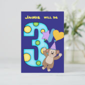 Balloon Monkey 3e anniversaire de fête Invitation (Debout devant)