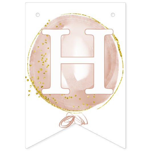 Balloon rose & étoiles 1ère Bannière d'anniversair (Deuxième drapeau)