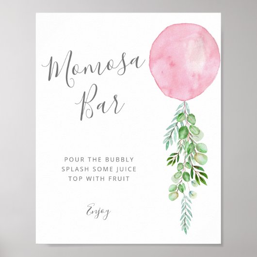 Balloon rose Mimosa Bar Baby shower Poster du jeu (Devant)