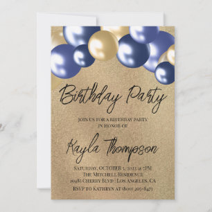 Balloon rose or Invitation de fête d'anniversaire
