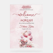 Balloon rose poussette bébé fille musulmane Aqiqah (Recto)