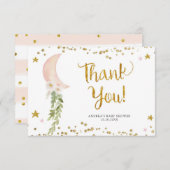 Balloon rose Sur La Carte de remerciements Lune (Devant / Derrière)