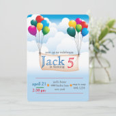 Balloon Sky Anniversaire Fête Invitations (Debout devant)