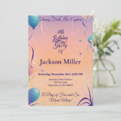 Balloon Whimsical Invitation d'anniversaire avec P (Debout devant)