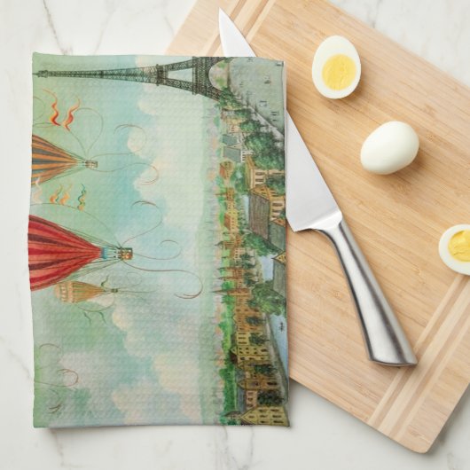 Ballooning over kunstreizen in Parijs Theedoek (Quarter Fold)