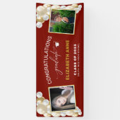 Balloons 2 Foto's Rode Gefeliciteerd Afstuderen Spandoek (Verticaal)