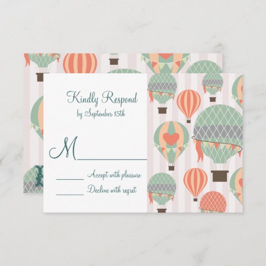 Balloons à air chaud avec Cartes RSVP de mariage d (Devant / Derrière)