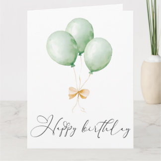 Balloons and Bow Happy Birthday Greeting Card Kaart