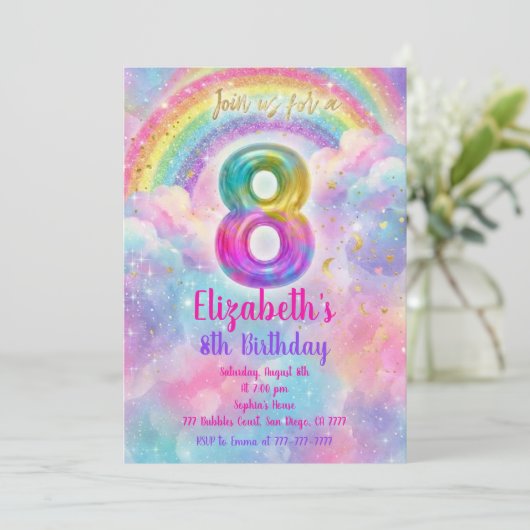 Balloons Birthday 8th Birthday  Kaart (Staand voorkant)