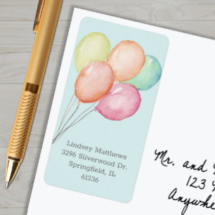 Balloons Blue Baby shower Retouradres Etiket