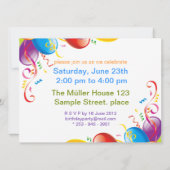 Balloons Boy Deux Anniversaire Fête | Invitation p (Dos)