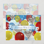 Balloons Ciel Colorés Invitations Personnalisables (Devant / Derrière)