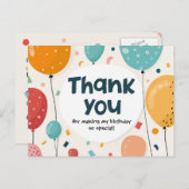 Balloons Colorés et Carte d'Anniversaire Merci Con (Devant / Derrière)