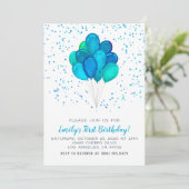 Balloons Confetti Invitation d'anniversaire (Debout devant)