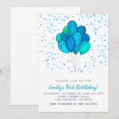 Balloons Confetti Invitation d'anniversaire (Devant / Derrière)