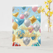 Balloons de Célébration Flottants – Carte Joyeux A (Fleur jaune)