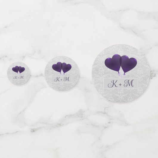Balloons de coeur violet Mariage Confetti (Devant)