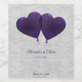 Balloons de coeur violet Mariage Étiquette de vin (Étiquettes simples)