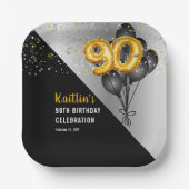 Balloons Elegant Black | 90e verjaardag van het go Papieren Bordje (Voorkant)