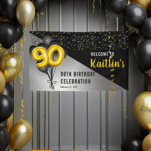 Balloons Elegant Black 90e verjaardag van het go Spandoek