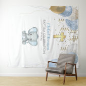 Balloons Éléphant Aquarelle Baptême Tenture (En situation (horizontale))