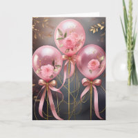 Balloons et Roses, Carte de Vœux Pliée 13 x 18 cm