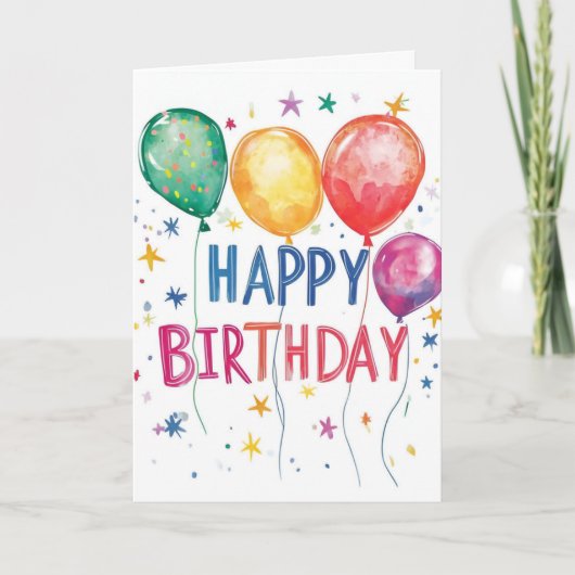Balloons & Etoiles Carte Anniversaire (Devant)