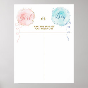 Balloons Gegoten je stem, meisje of jongen Poster