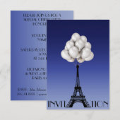 Balloons Paris Eiffel Tower Glam Chic Blue Kaart (Voorkant / Achterkant)