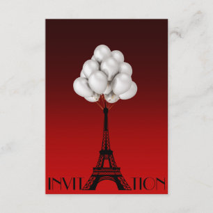 Balloons Paris Eiffel Tower Glam Chic Red Kaart