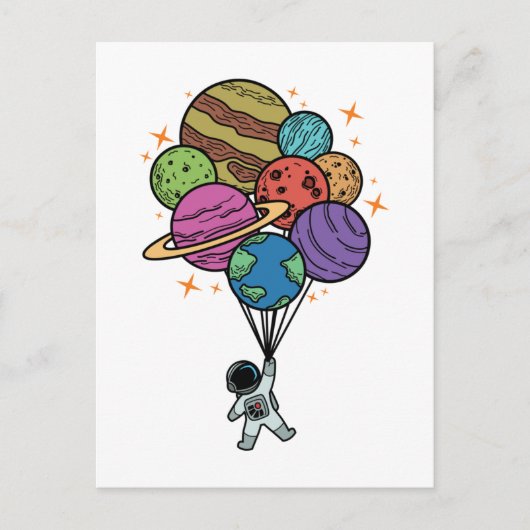Balloons Planets Outer Space Galaxy Universe Briefkaart (Voorkant)