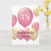Balloons rose et or 18e carte d'anniversaire (Fleur jaune)
