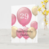 Balloons rose et or Carte d'anniversaire 29e (Fleur jaune)