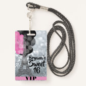 Balloons Tour Eiffel en argent rose VIP Pass Badge (Derrière avec lanière)
