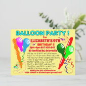 BALLOONS verjaardagsfeest uitnodiging modern uitno (Staand voorkant)