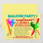 BALLOONS verjaardagsfeest uitnodiging modern uitno (Voorkant / Achterkant)