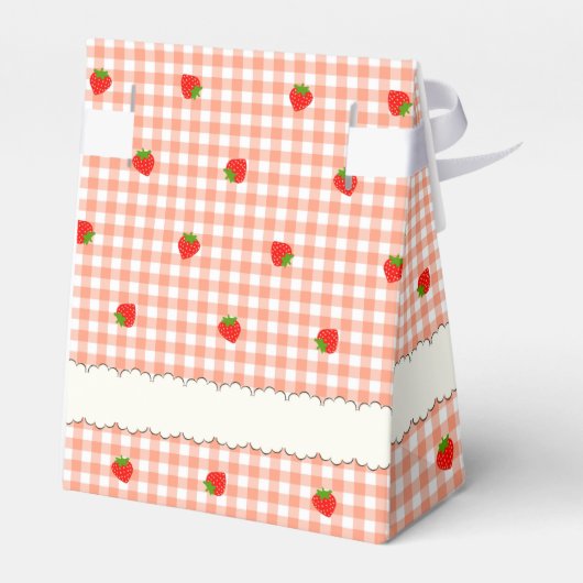 BALLOTINS 文字　カスタム　いちご＆ギンガムチェック（サーモンピンク）   フェイバーボックス (Arrière)