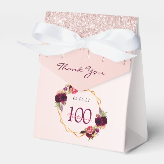 Ballotins 100e anniversaire rose or parties scintillant nom  (Verso)